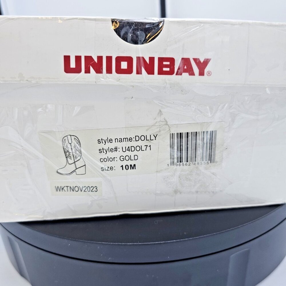 Unionbay Size 10M Women's Gold Dolly Western Cowboy Boots NIB - Picture 8 of 9